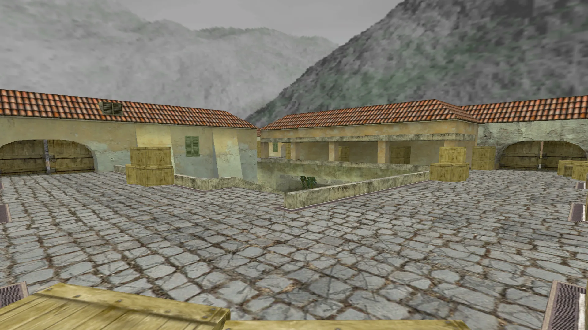 Скачать de_aztec_hruk — карта DE для CS 1.6: камера у ворот ТТ, сундуки на респе, БТР на воде - Скриншот