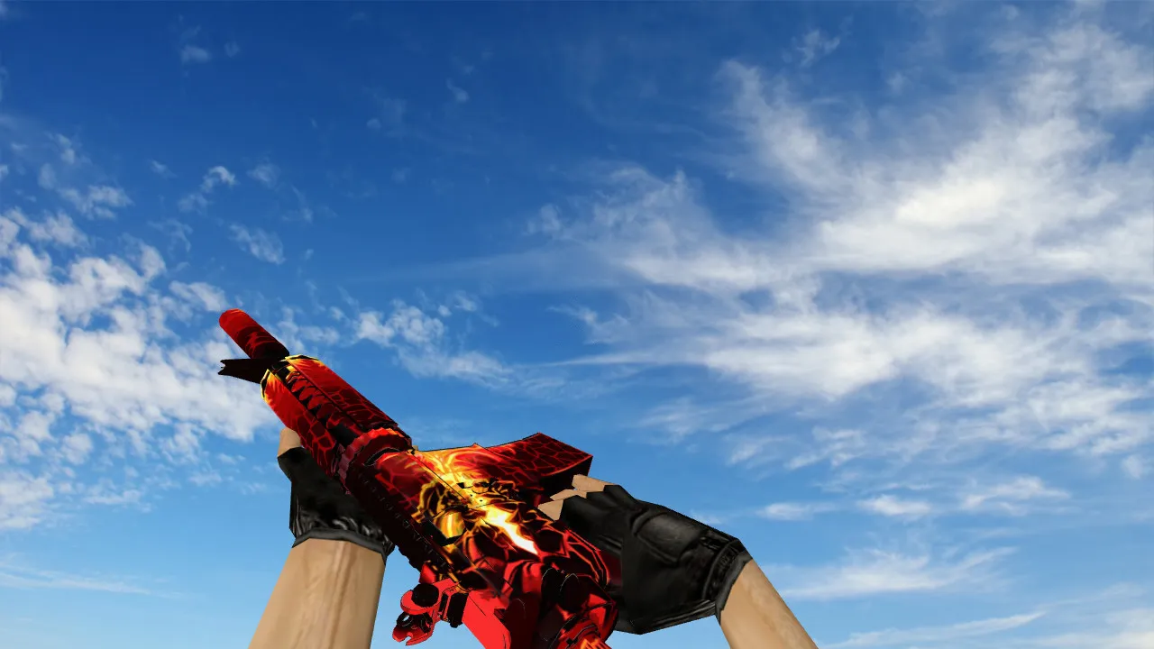Скачать Модель M4A4 Burn Out v_ p_ w_ для CS 1.6: звуки, анимация осмотра, качество текстур и игровой вид - Скриншот
