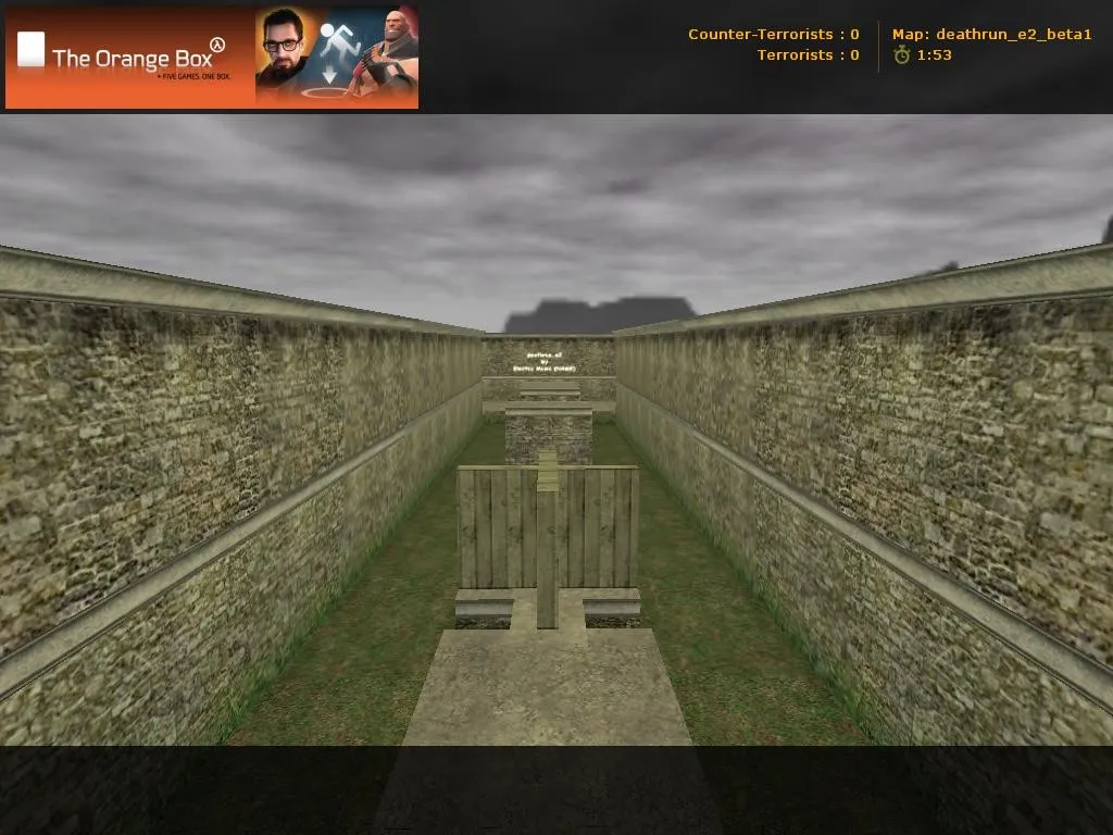 deathrun_e2_beta1 для CS 1.6: карта с ловушками, раундами на выживание и точками для тактики — скриншот 1