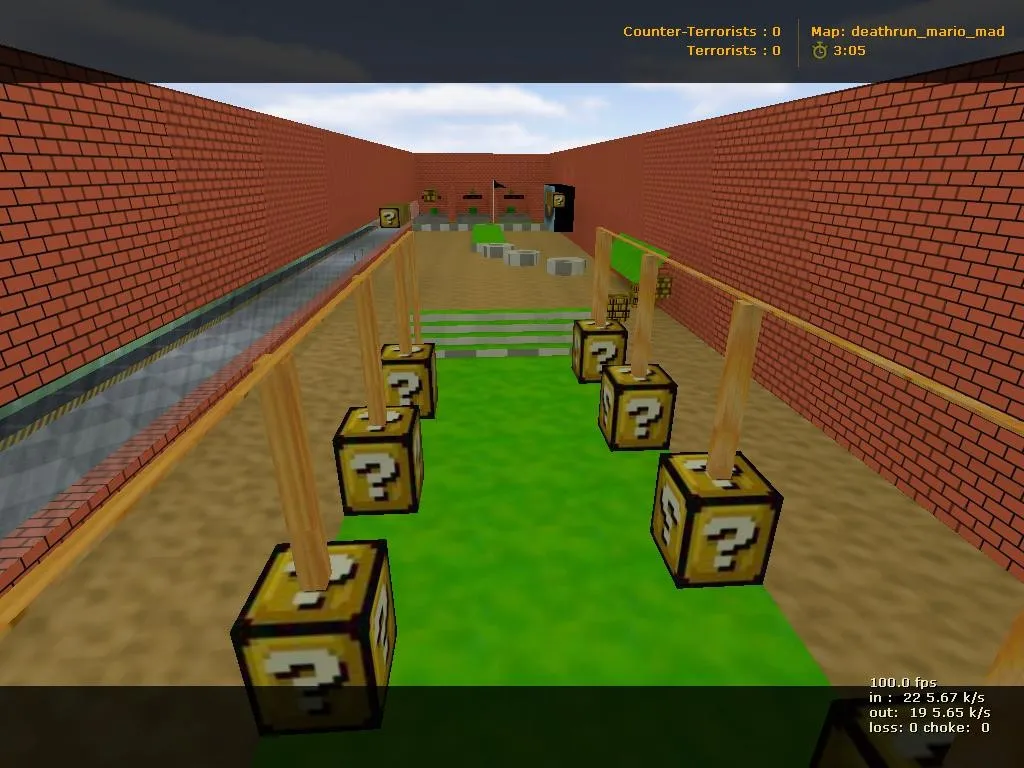 Скачать deathrun_mario_mad — карта для CS 1.6: ловушки, тайминги, точки игроков и боты - Скриншот