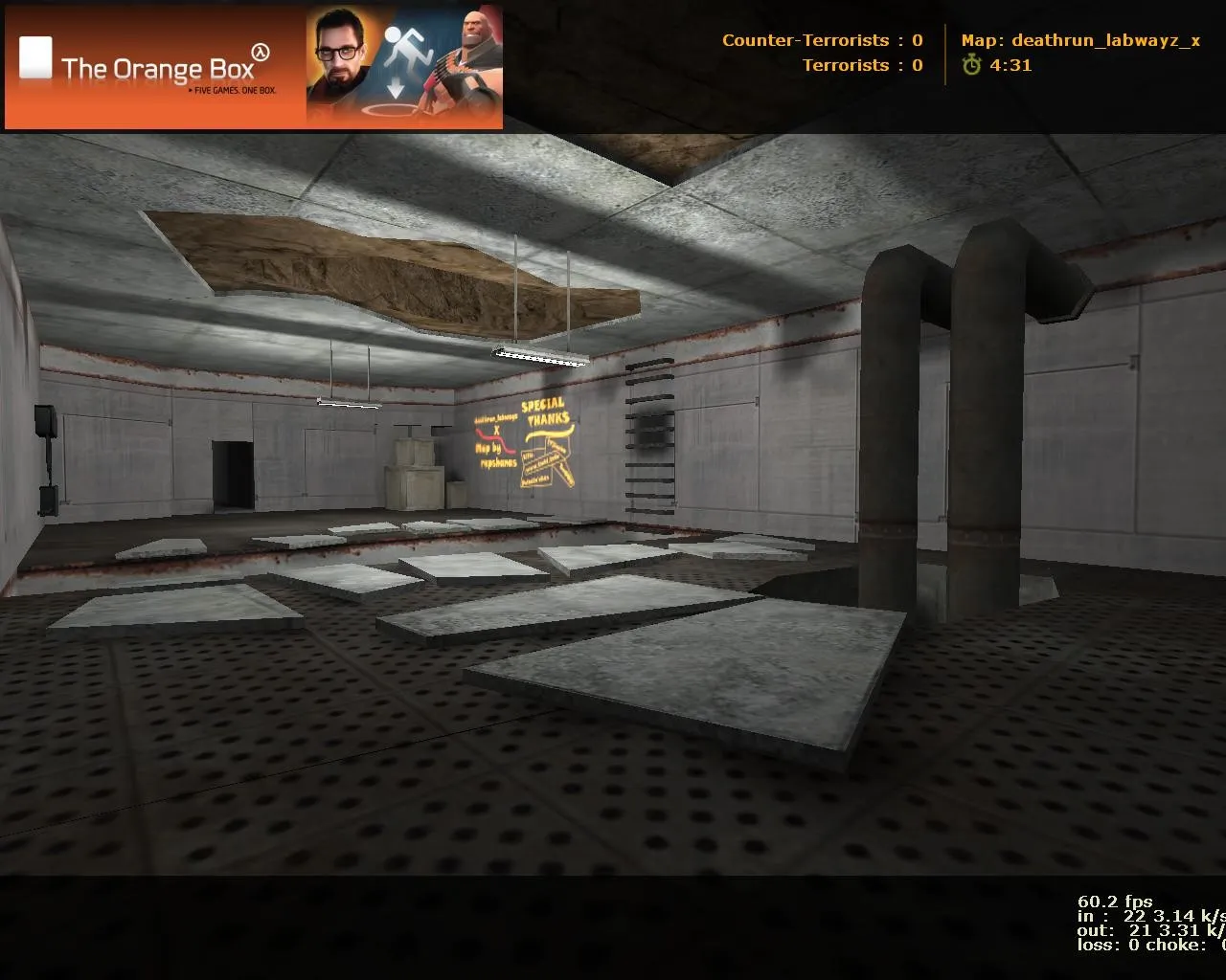 Скачать deathrun_labwayz_x для CS 1.6: карта Deathrun, точки за команду, .nav для ботов и оптимизация - Скриншот