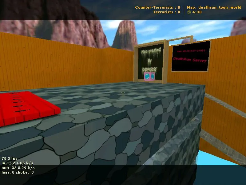 Скачать Скачать deathrun_toon_world для CS 1.6: deathrun карта, точки, .nav, оптимизация wpoly/epoly - Скриншот