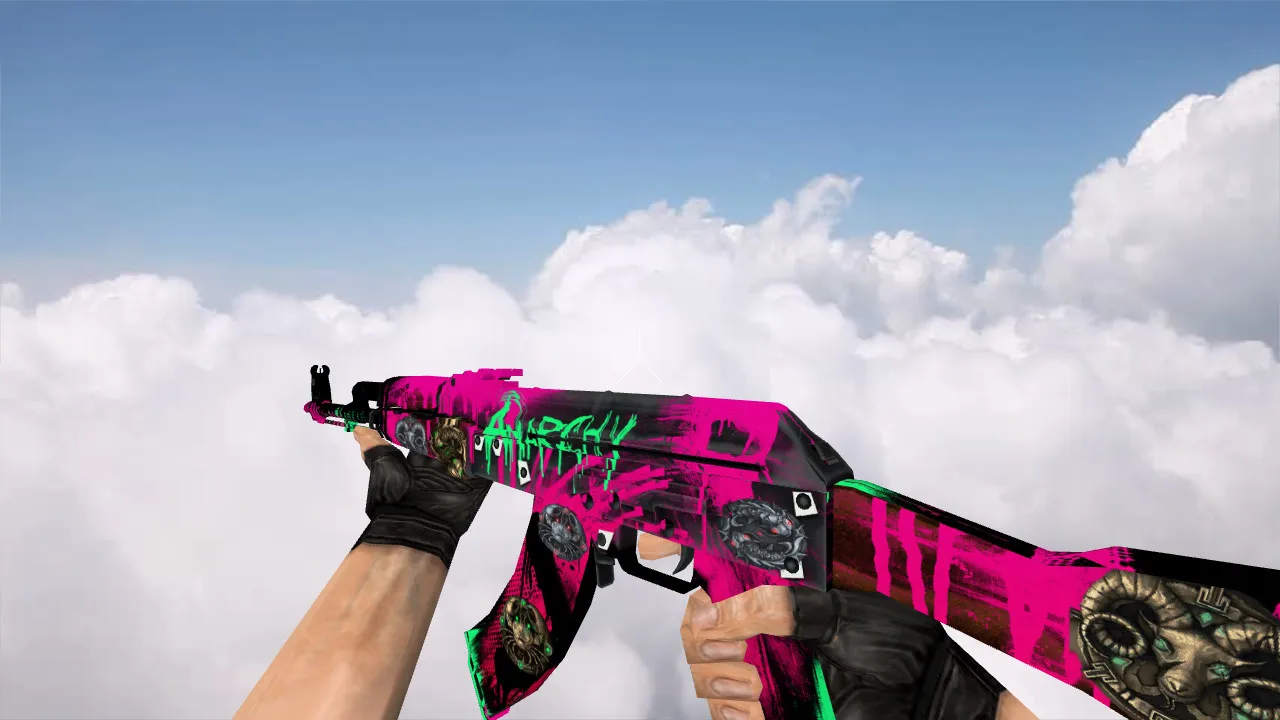 Скачать Модель v_AK47 Neon Revolution w/ stickers для CS 1.6: звуки, анимация осмотра, качество текстур - Скриншот
