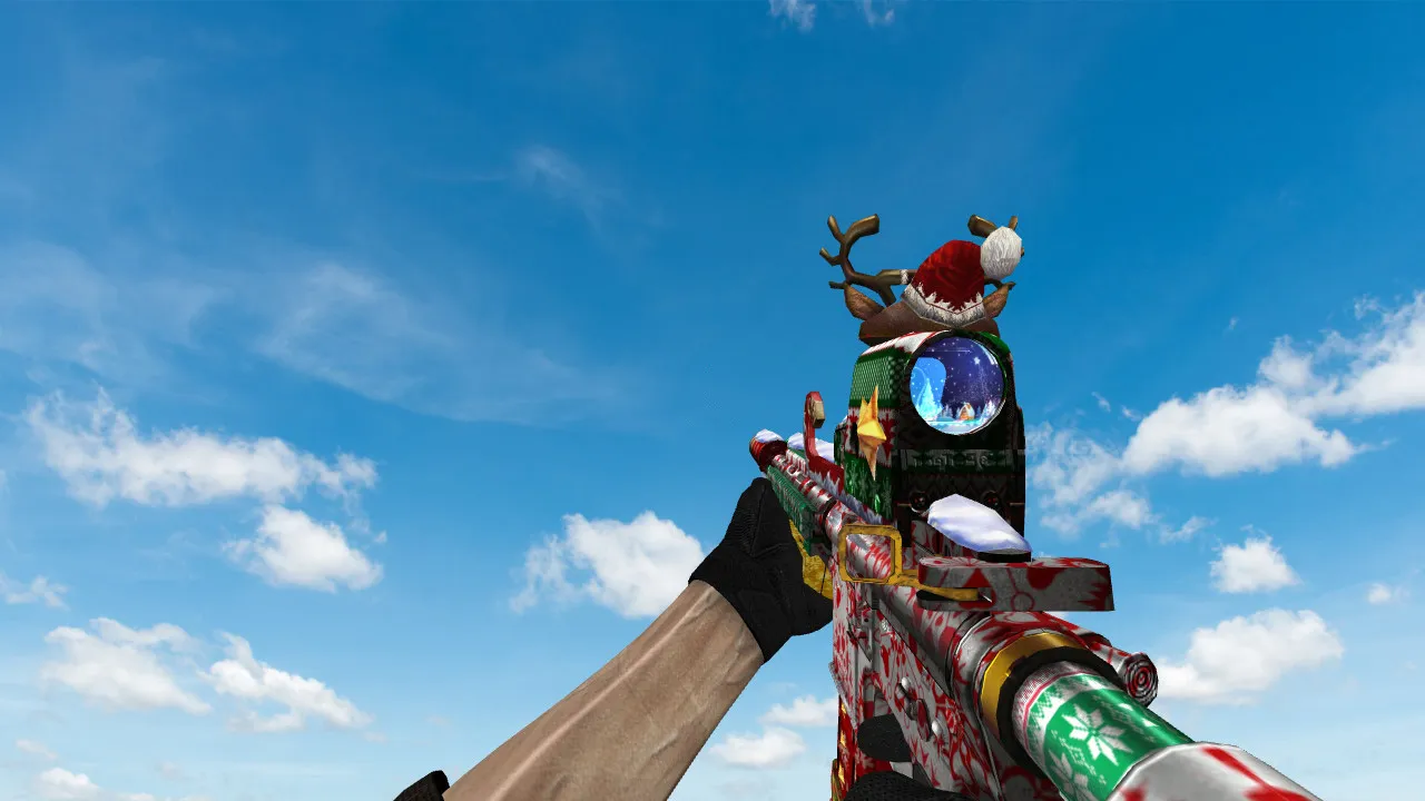 Скачать Модель HK-416 Merry Christmas для CS 1.6: v_ p_ w_ файлы, звуки, анимация осмотра и качество текстур - Скриншот