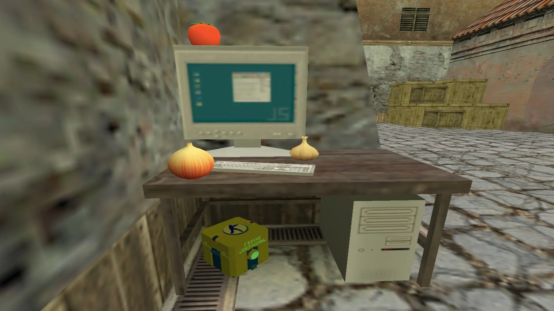 de_aztec_hruk — карта DE для CS 1.6: камера у ворот ТТ, сундуки на респе, БТР на воде — скриншот 9