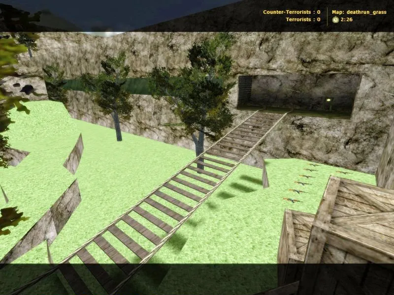 Скачать deathrun_grass для CS 1.6: карта deathrun, баланс сторон, .nav для ботов, оптимизация wpoly/epoly - Скриншот