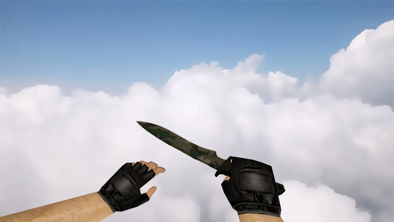 v_knife_ классический нож пиксельный камуфляж лес для CS 1.6: модель, звуки, анимация осмотра — скриншот 2