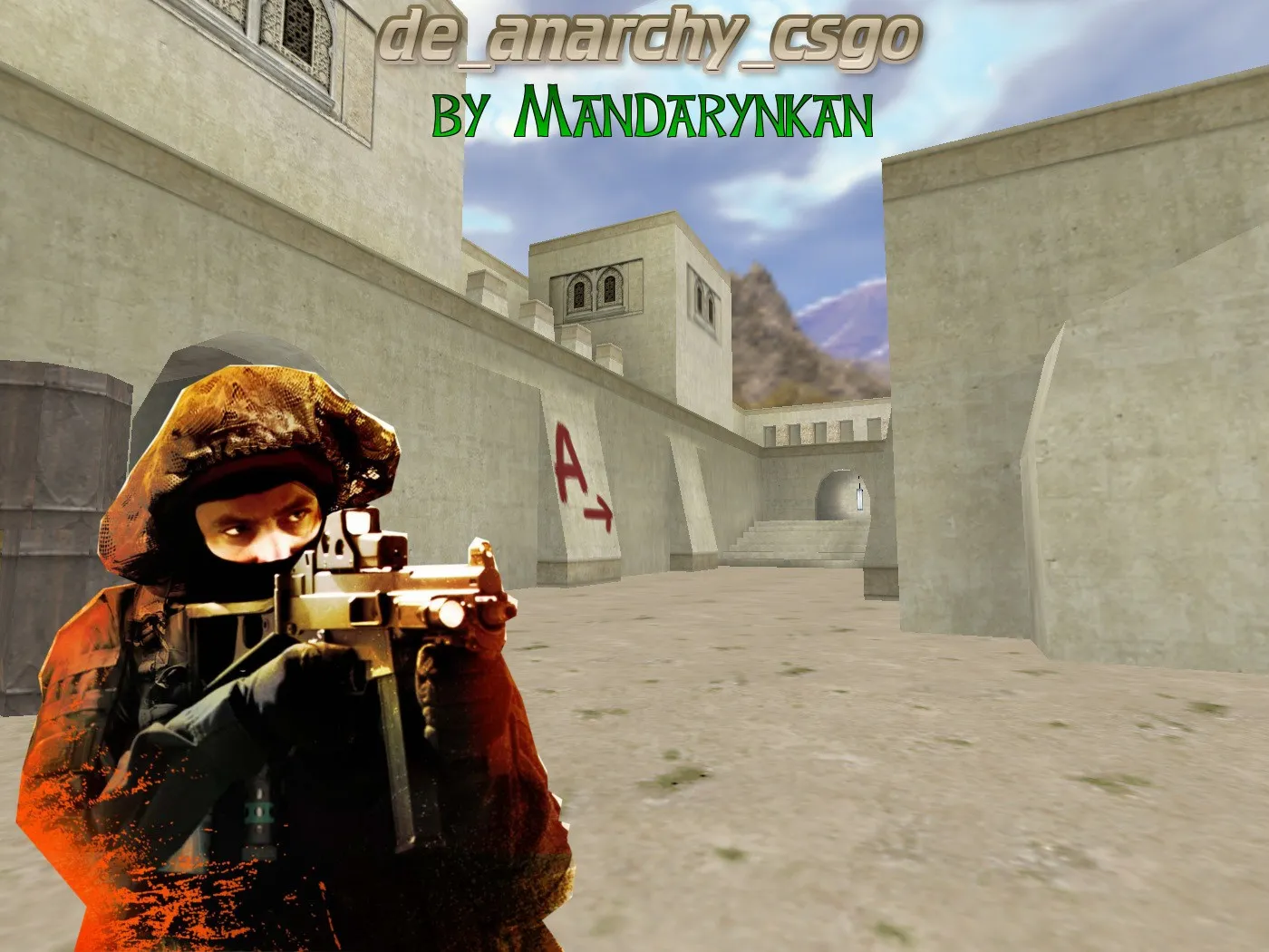 Скачать Карта de_anarchy_csgo для CS 1.6: баланс сторон, точки, .nav для ботов и оптимизация wpoly/epoly - Скриншот