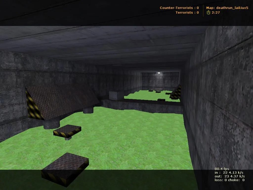 Скачать deathrun_laikiux5 для CS 1.6: карта deathrun, точки за ТС и КТ, .nav, оптимизация wpoly/epoly - Скриншот