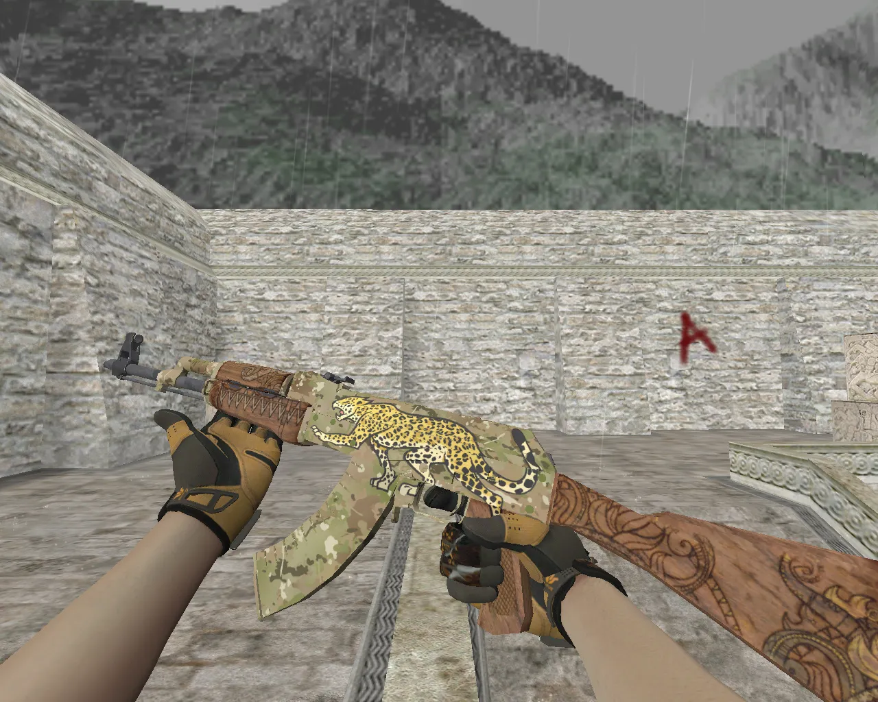 Скачать Скин AK-47 Panthera Onca: v_ и p_ модели, звуки, анимация осмотра и текстуры для CS 1.6 - Скриншот