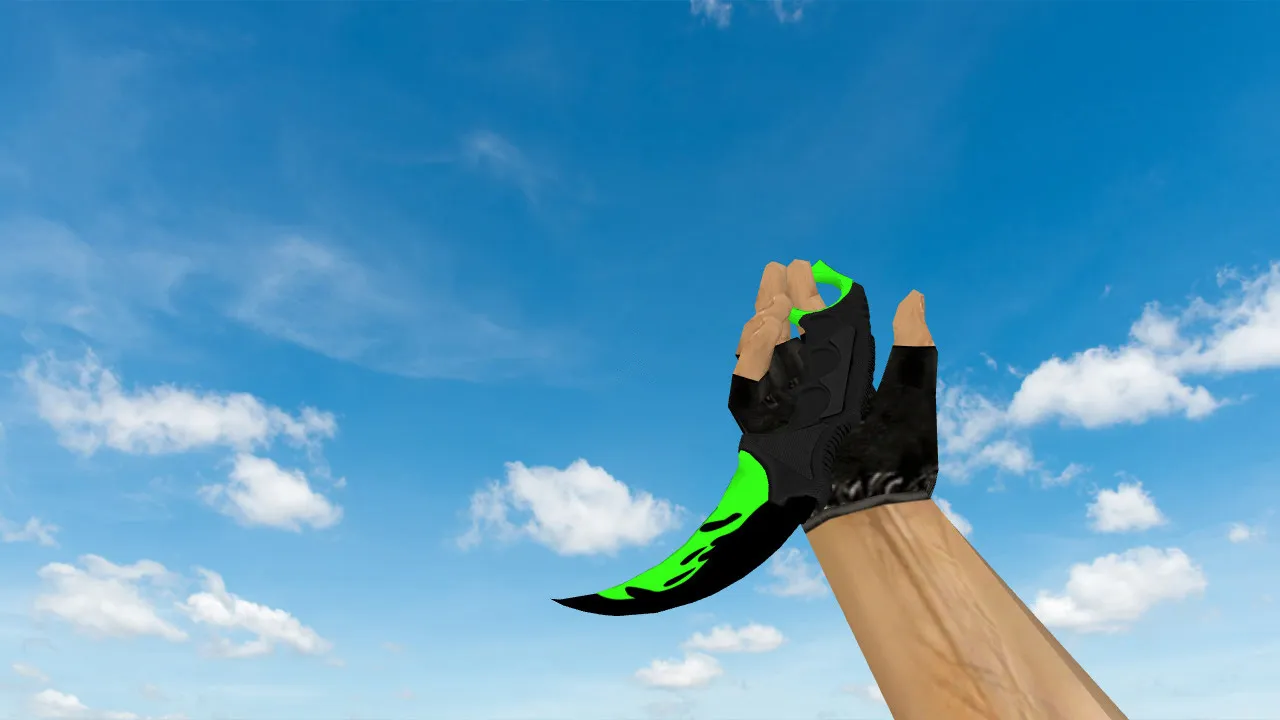 Скачать Модель ножа «Karambit Neon Skill» v_ / p_ / w_ для CS 1.6: звуки, анимация осмотра и текстуры - Скриншот