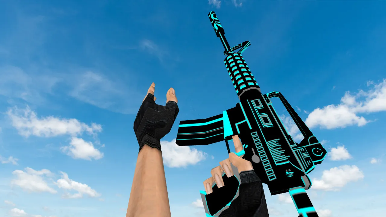 Скачать Модель v_m4a1 «Default M4A1 Music Arts» для CS 1.6: p_m4a1, w_m4a1, звуки, анимация осмотра - Скриншот