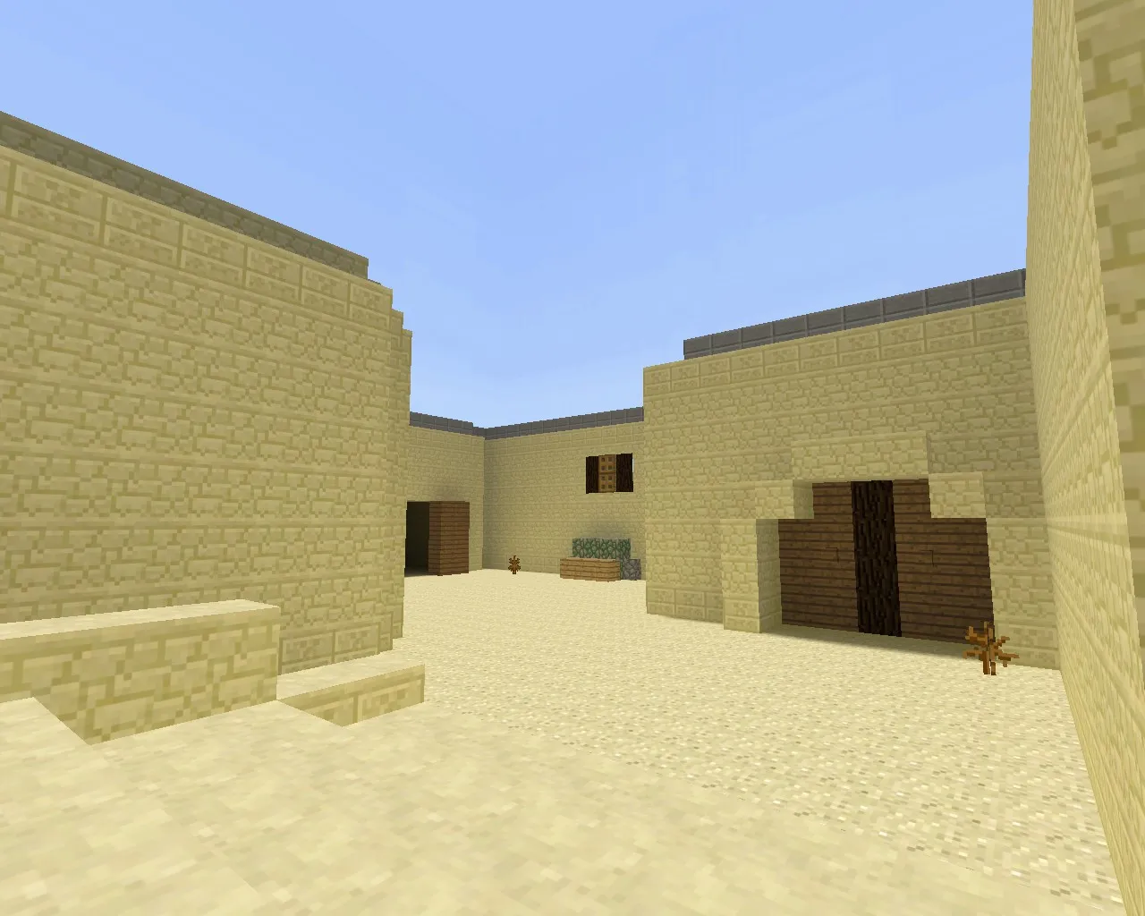 Карта de_dust2_minecraft для CS 1.6: классический Dust2, текстуры в стиле Minecraft, точки, боты, оптимизация — скриншот 9