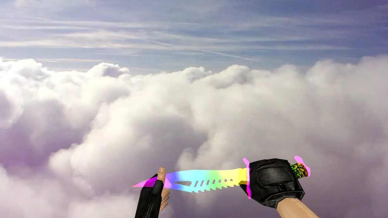 Скачать Модель ножа «Nautilus Transparent Rainbow» v_ для CS 1.6: звуки, анимация осмотра, качество текстур - Скриншот