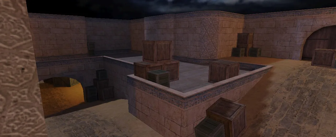Скачать de_dust2_night_br карта для CS 1.6: ночной билд, баланс сторон, точки и .nav, оптимизация wpoly/epoly - Скриншот