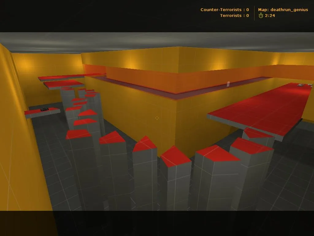 Скачать deathrun_genius для CS 1.6: карты deathrun, точки за инка и террориста, .nav для ботов, оптимизация wpoly/epoly - Скриншот