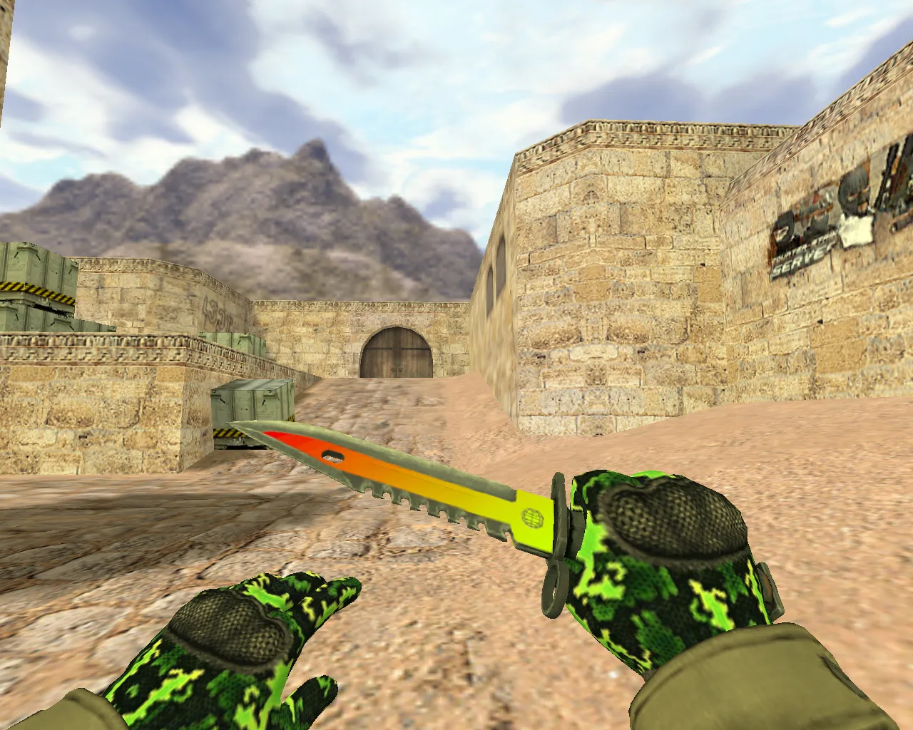 Скачать Модель v_knife M9 «Неоновый свет» для CS 1.6: звук, анимация осмотра и качество текстур - Скриншот