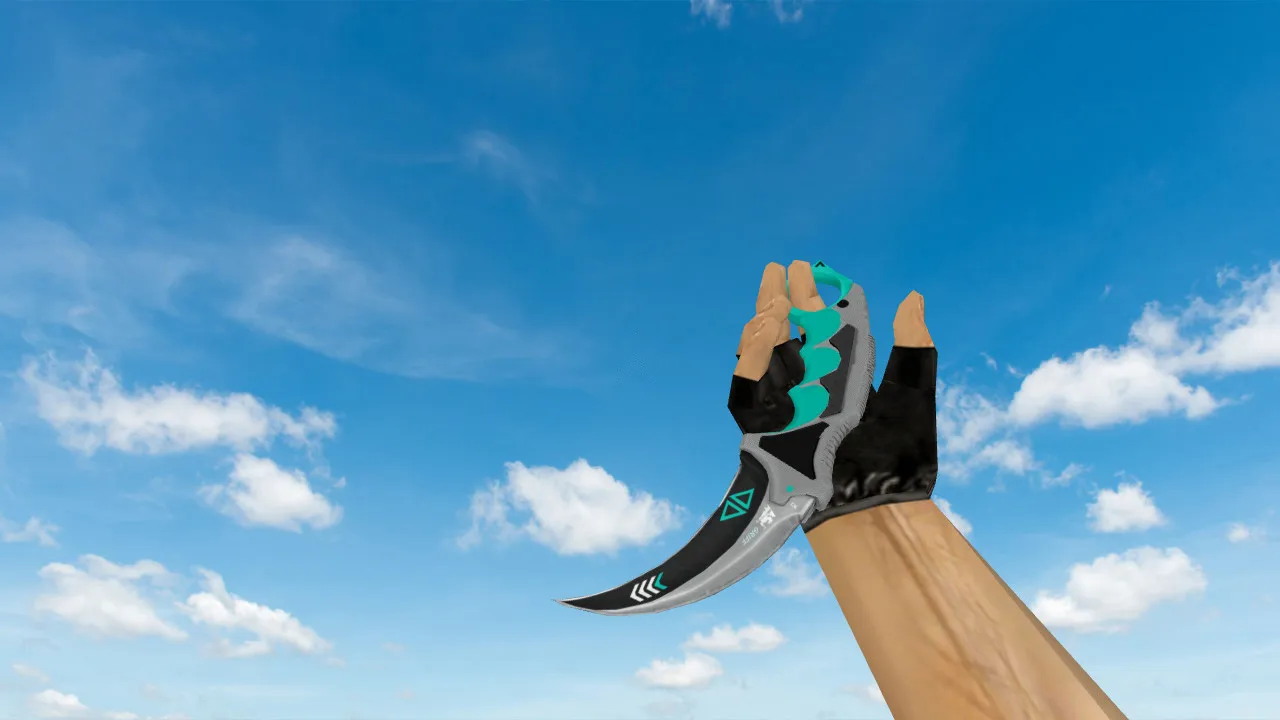 Скачать Модель ножа Karambit Asiimov Reworked Blue v_model/p_model/w_model для CS 1.6: звук, анимация осмотра, качество текстур - Скриншот