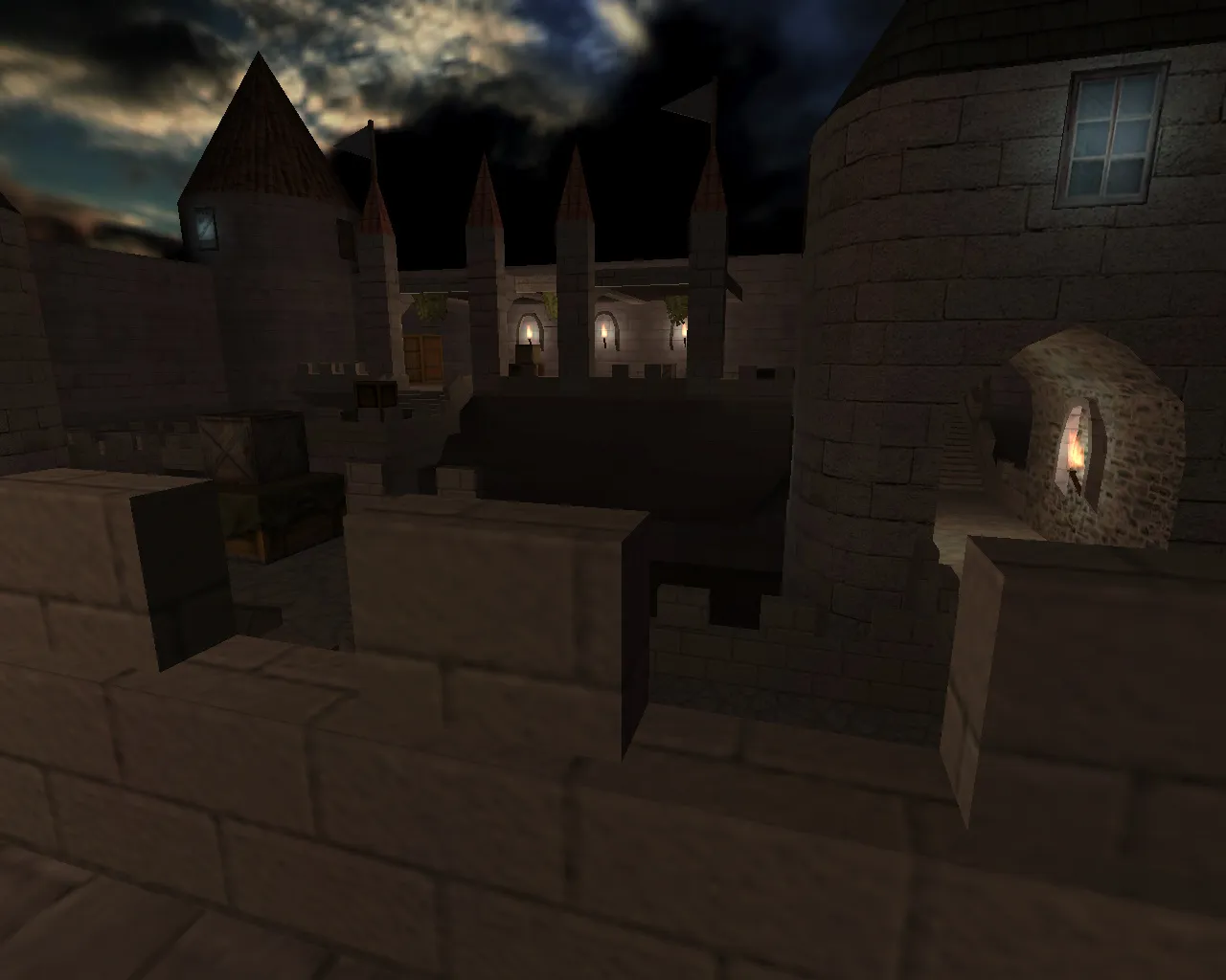 Скачать Карта awp_night_castle для CS 1.6: ночной замок, прицелы AWP, точки под контроль и спавн ботов - Скриншот