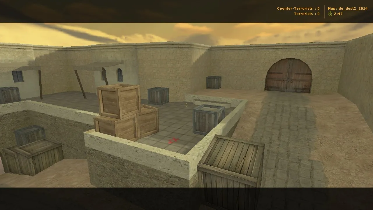 Скачать de_dust2_2014 для CS 1.6: тактика A/B, точки, .nav для ботов, оптимизация wpoly/epoly и баланс сторон - Скриншот