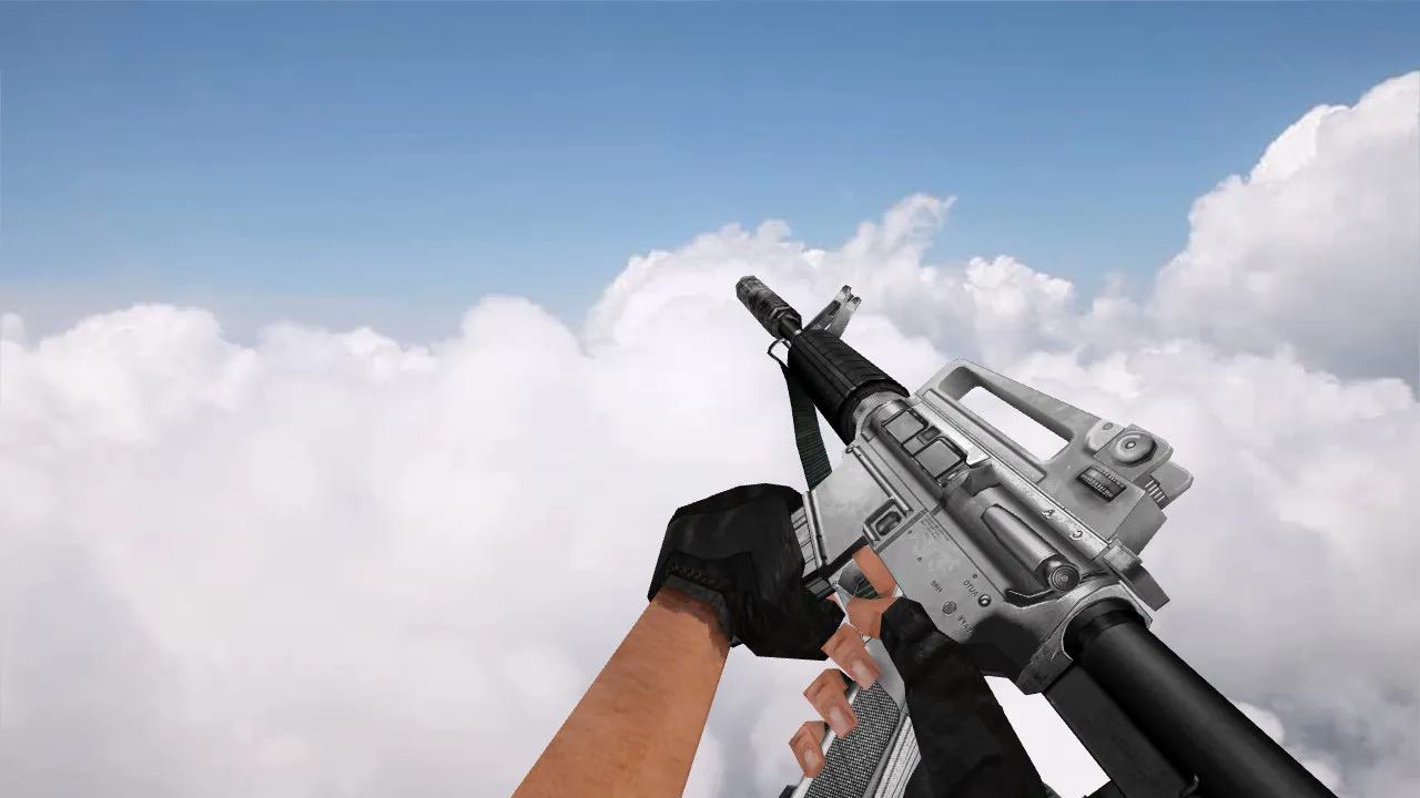 Скачать Модель v_m4a1 Silverstone для CS 1.6: p_m4a1, w_m4a1, звуки, анимация осмотра, текстуры и сборка под сервер - Скриншот