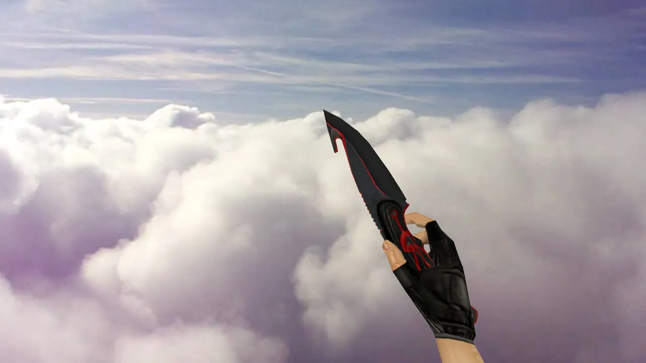 Модель «Gut Knife Cyber Red» для CS 1.6: v_, p_, w_ нож, анимация осмотра, качество текстур и звук — скриншот 2