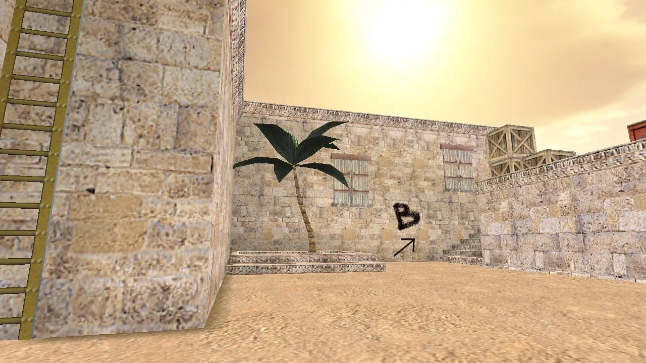 Скачать de_dust_palms карта для CS 1.6: точки, баланс сторон, .nav для ботов и оптимизация карты - Скриншот