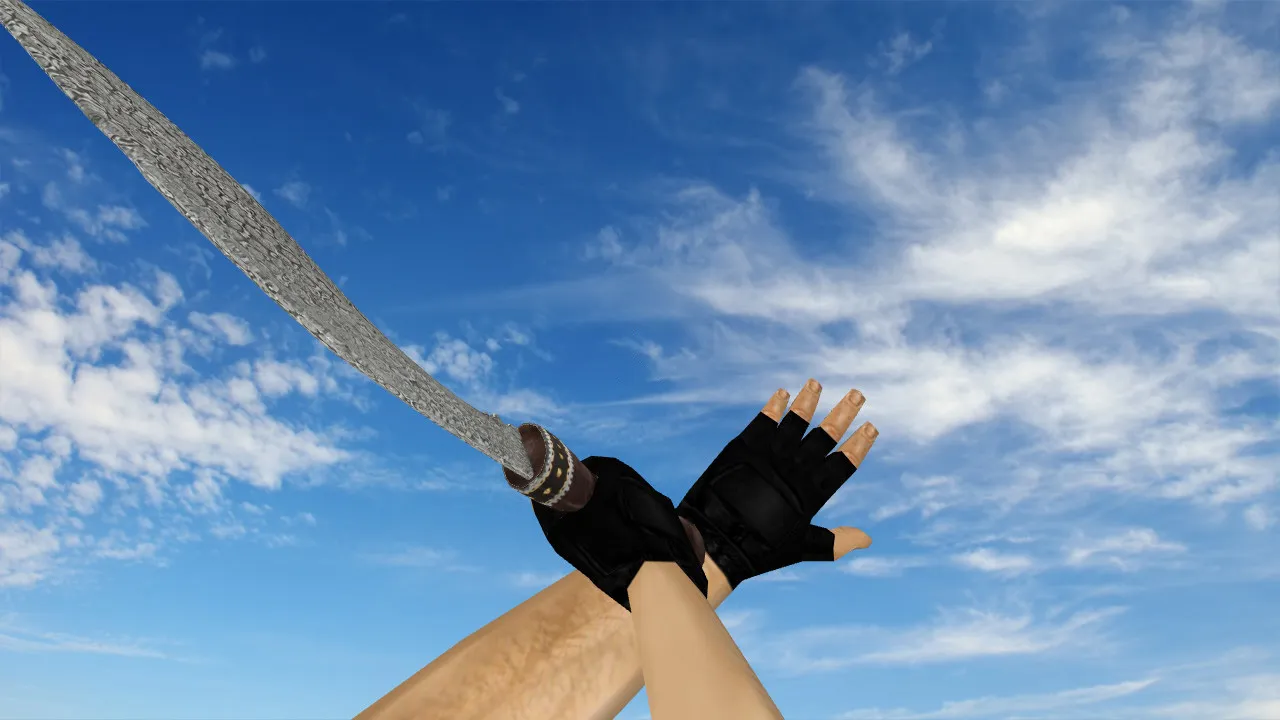Скачать Модель ножа Kukri «Дамасская сталь» v_knife для CS 1.6: звуки, анимация осмотра, текстуры и точная модель - Скриншот