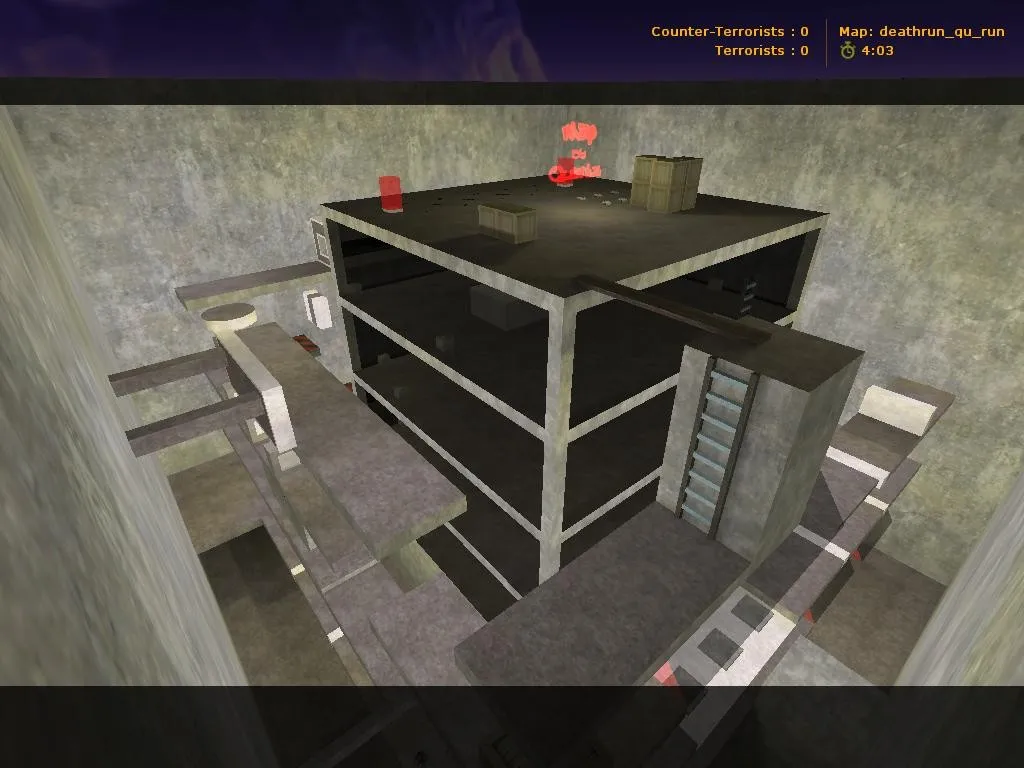 Скачать deathrun_qu_run для CS 1.6: карта deathrun, точки, маршруты, .nav и оптимизация под 4554/8610 - Скриншот