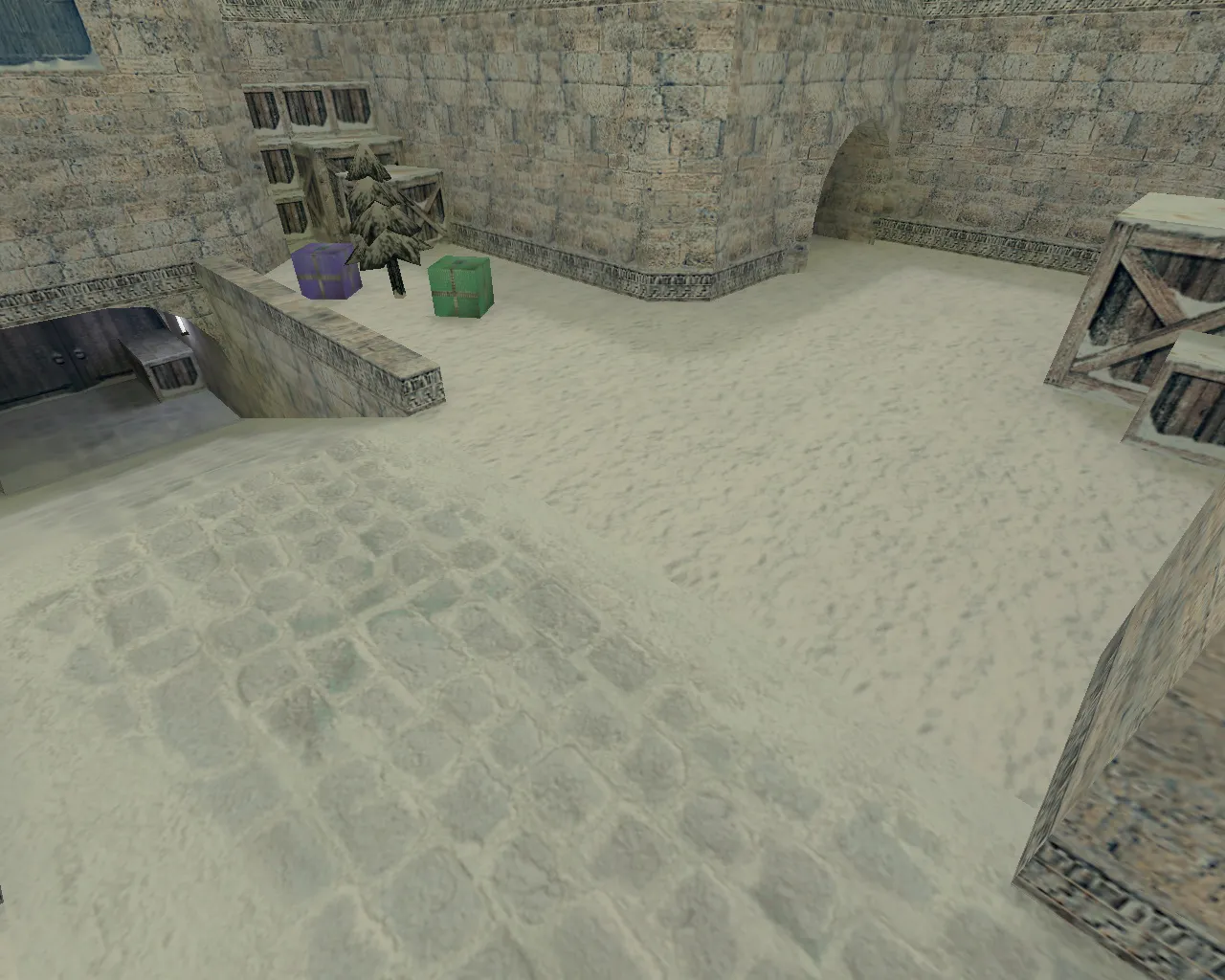 Скачать de_dust2_xmas для CS 1.6: карта DE с балансом сторон, точками под заходы и оптимизацией wpoly/epoly - Скриншот