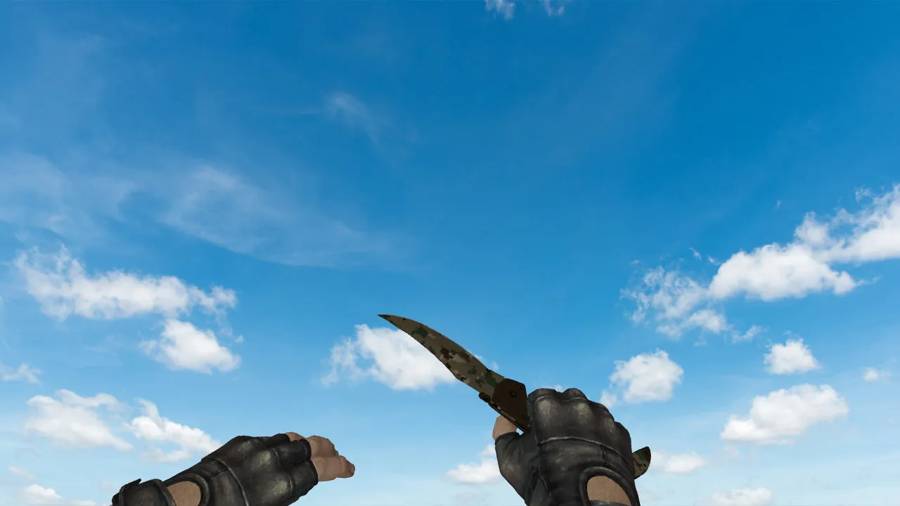 Скачать v_ knife_falchion пиксельный камуфляж лес — нож для CS 1.6 с анимацией осмотра, звуками и качественными текстурами - Скриншот