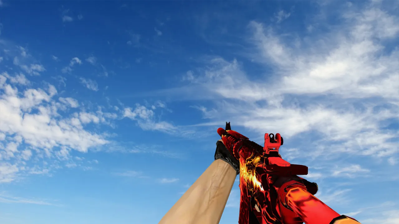 Скачать Модель M4A4 Burn Out v_ p_ w_ для CS 1.6: звуки, анимация осмотра, качество текстур и игровой вид - Скриншот