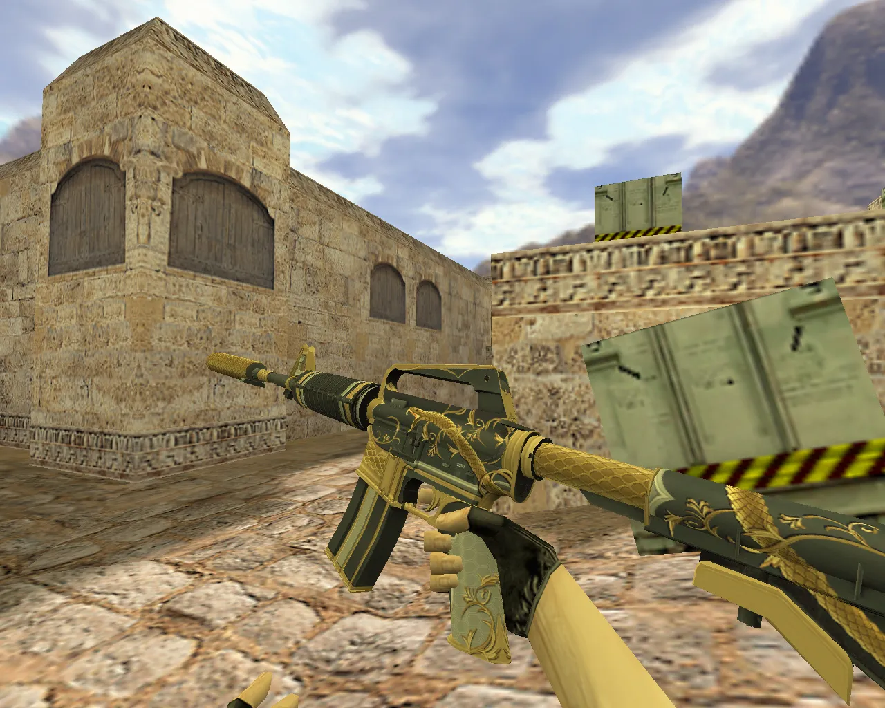Скачать Модель M4A1 «Золотая спираль» для CS 1.6: v_m4a1, p_m4a1, w_m4a1 со звуками и анимацией осмотра - Скриншот