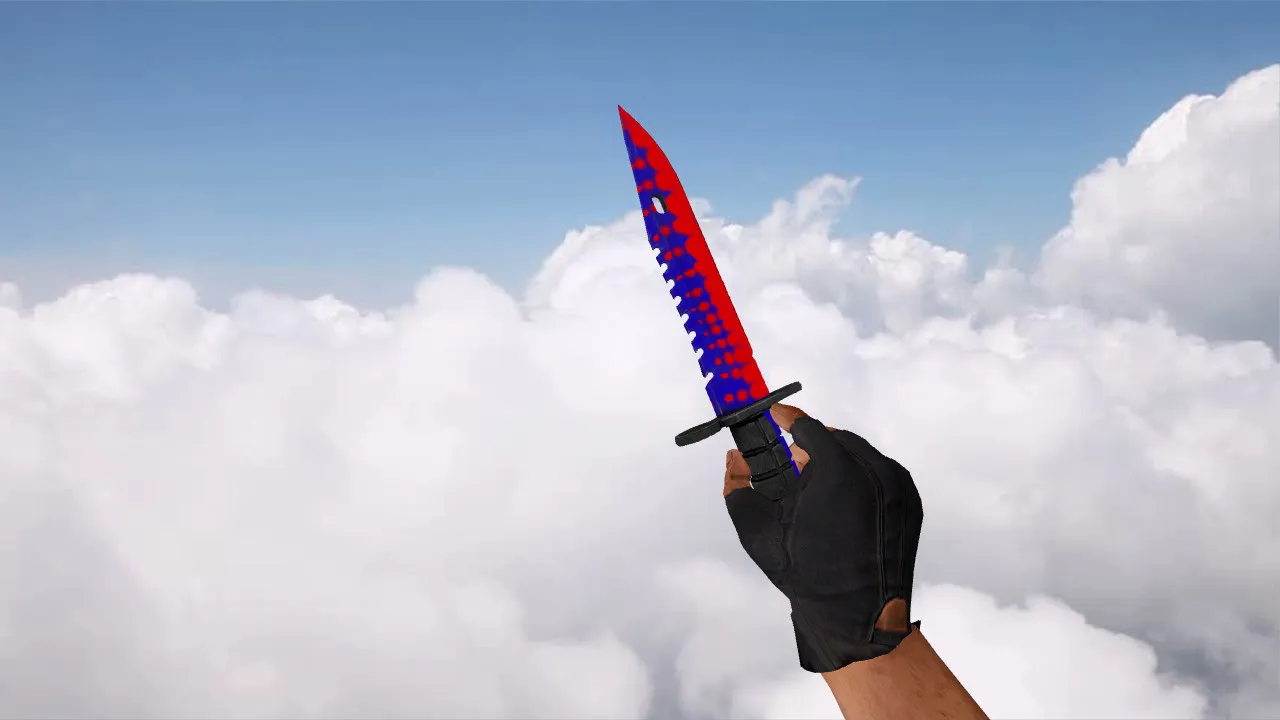 Скачать Модель ножа M9 Bayonet Red Bubbles v_ p_ w_ для CS 1.6: звуки, анимация осмотра, качество текстур - Скриншот