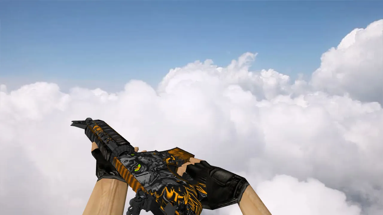 Скачать Модель M4A4 Sky Fire v_ и p_ для CS 1.6: звуки, анимация осмотра, текстуры и настройка - Скриншот