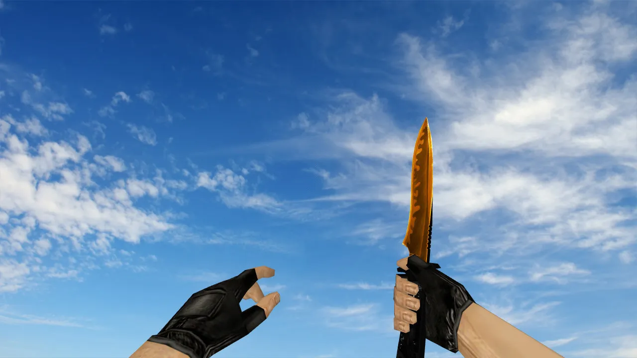 Скачать Модель «Default Knife Duality Gold» v_knife_duality_gold + p_knife_duality_gold для CS 1.6: звуки, анимация осмотра, текстуры - Скриншот