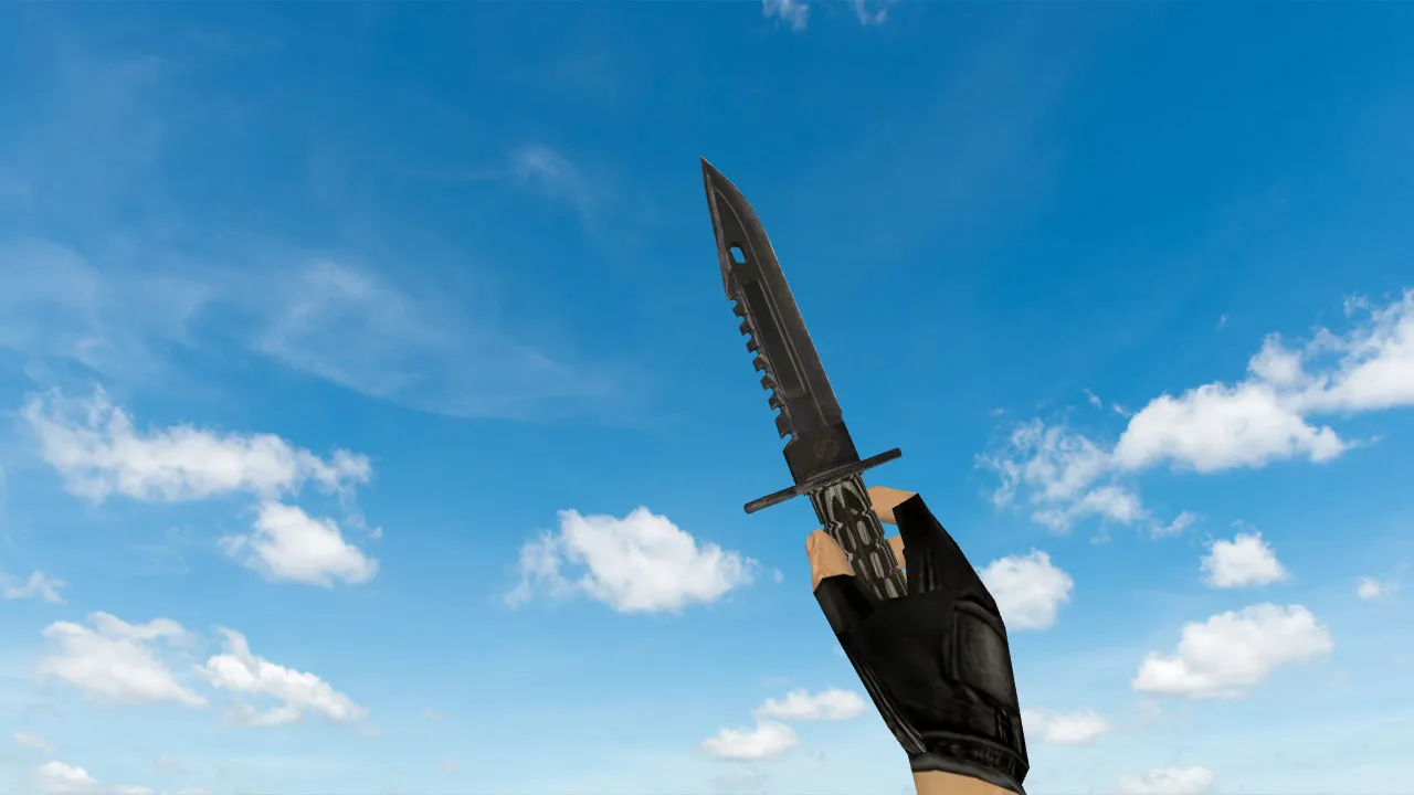 Скачать Модель «Штык-нож M9 Черный глянец v2» для CS 1.6: v_ и w_ модели, звуки, анимация осмотра - Скриншот