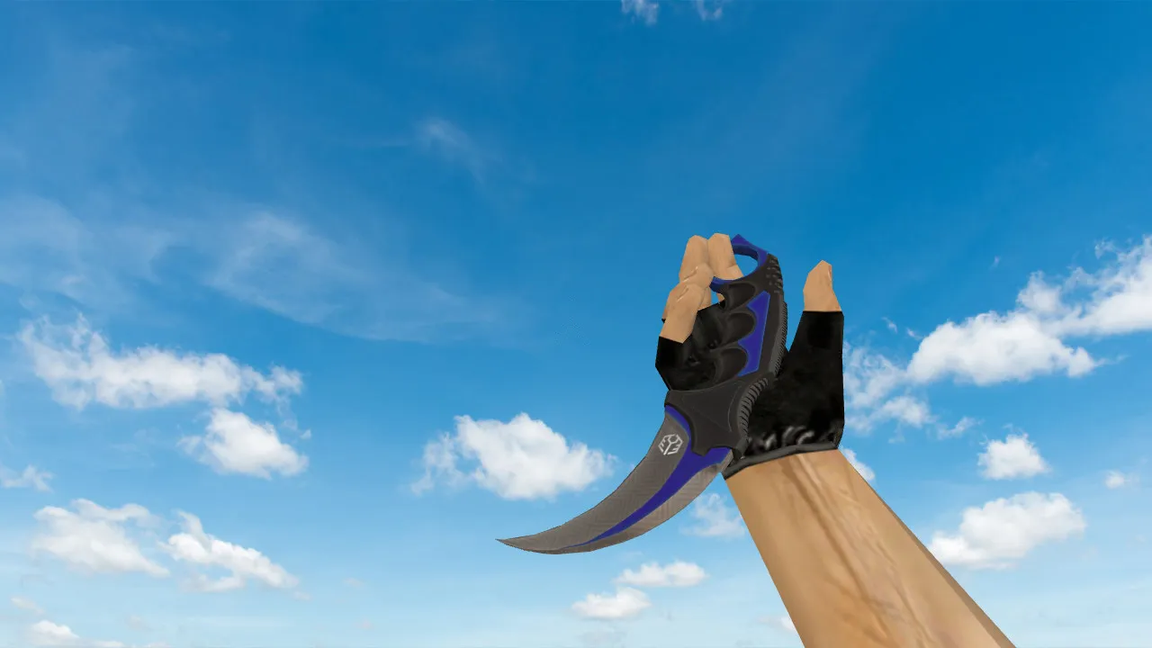 Скачать Модель v_ Karambit Automatic Blue для CS 1.6: нож, звуки, анимация осмотра и качество текстур - Скриншот