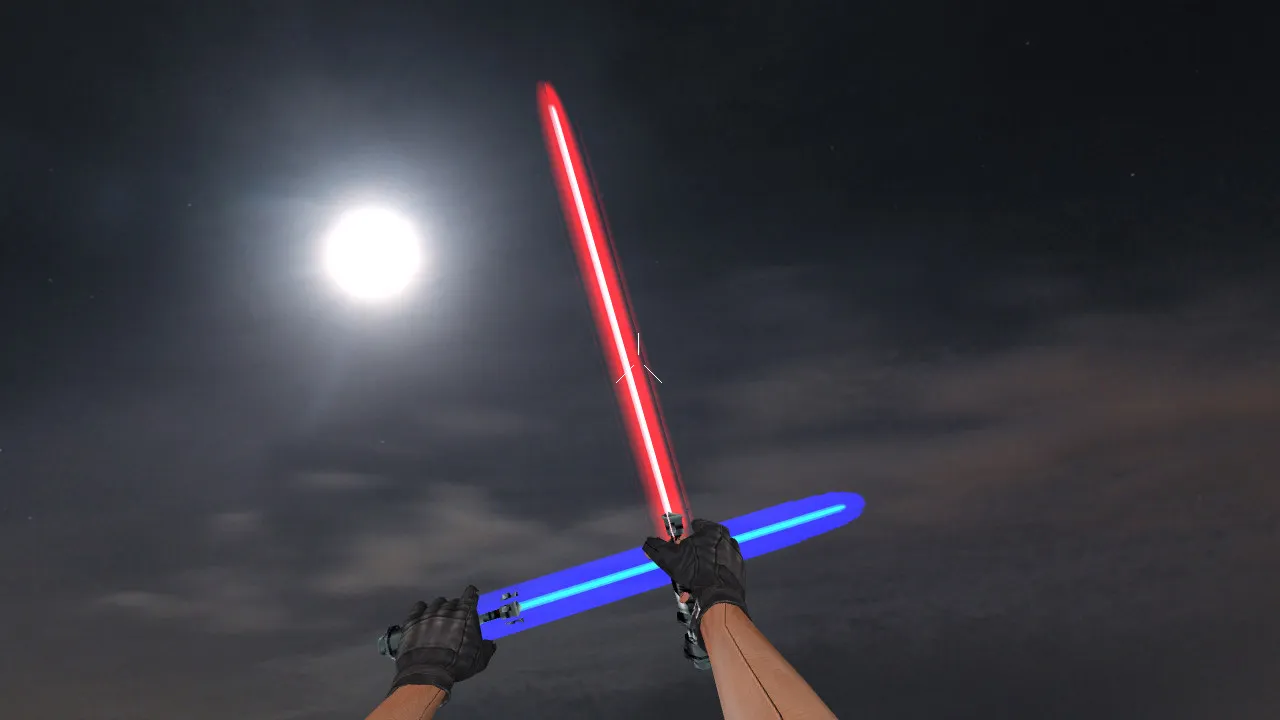 Скачать Модель ножа «Dual Lightsaber BR» для CS 1.6: v_ / p_ / w_ модели, звуки, анимация осмотра и текстуры - Скриншот