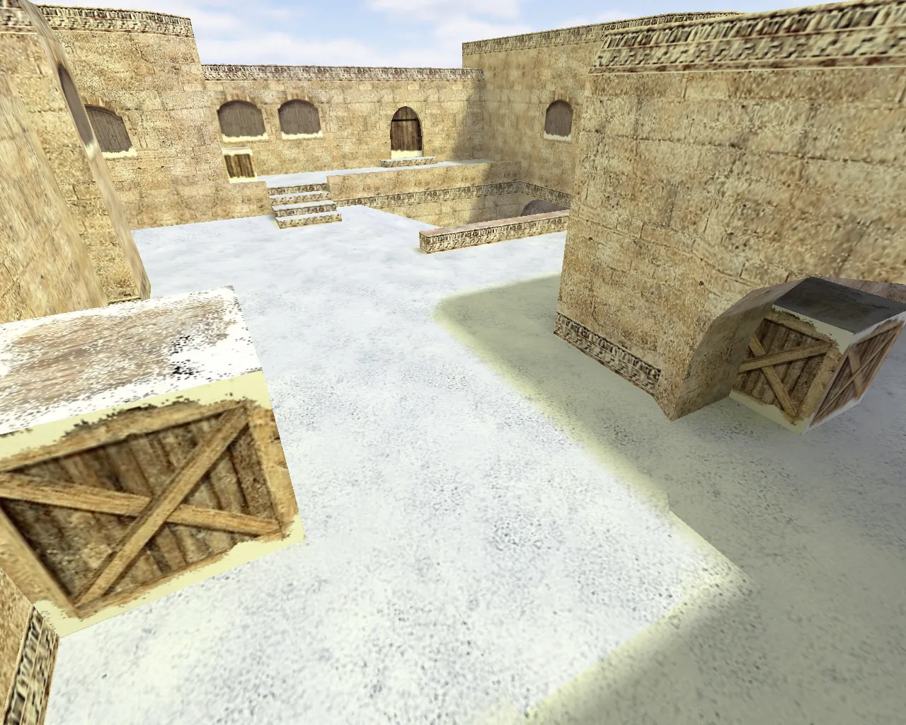 Скачать de_dust2_2x2_snow карта для CS 1.6: снежный Dust2, тактика за Т и КТ, точки под кросс и контроль мида - Скриншот