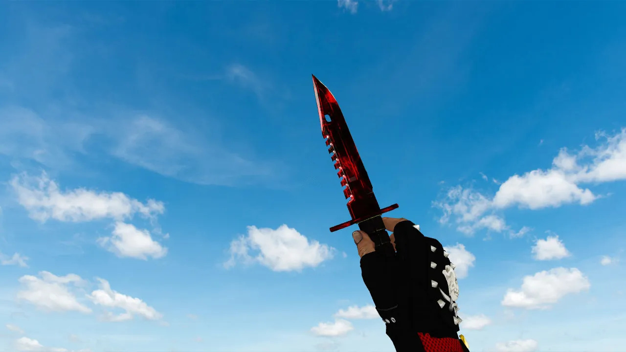 Скачать Модель ножа v_ M9 Bayonet Gamma Doppler Red для CS 1.6: p_ и w_ модели, анимация осмотра, звуки и текстуры - Скриншот