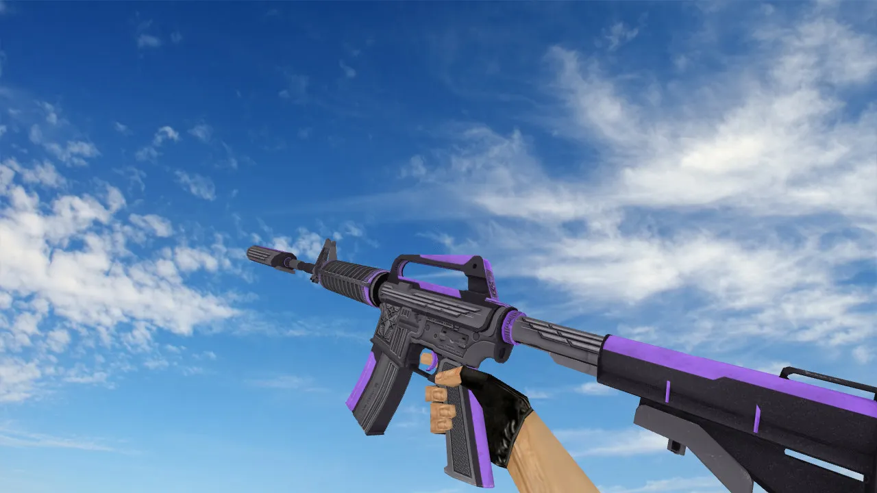 Скачать Модель M4A1 Thundering Purple v_ для CS 1.6: звуки, анимация осмотра, v_/p_/w_ модели и текстуры - Скриншот