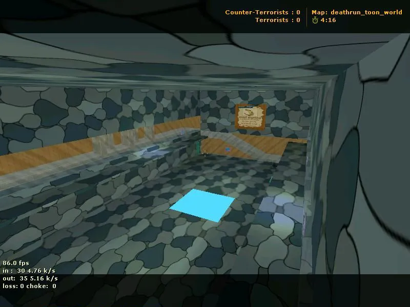 Скачать Скачать deathrun_toon_world для CS 1.6: deathrun карта, точки, .nav, оптимизация wpoly/epoly - Скриншот