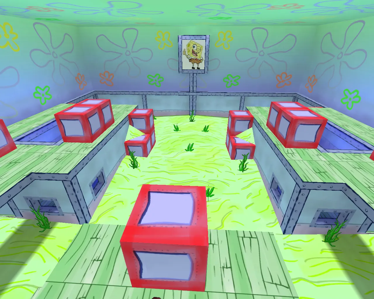 Скачать fy_spongebob для CS 1.6: быстрый раунд, точки под контроль и .nav для ботов - Скриншот
