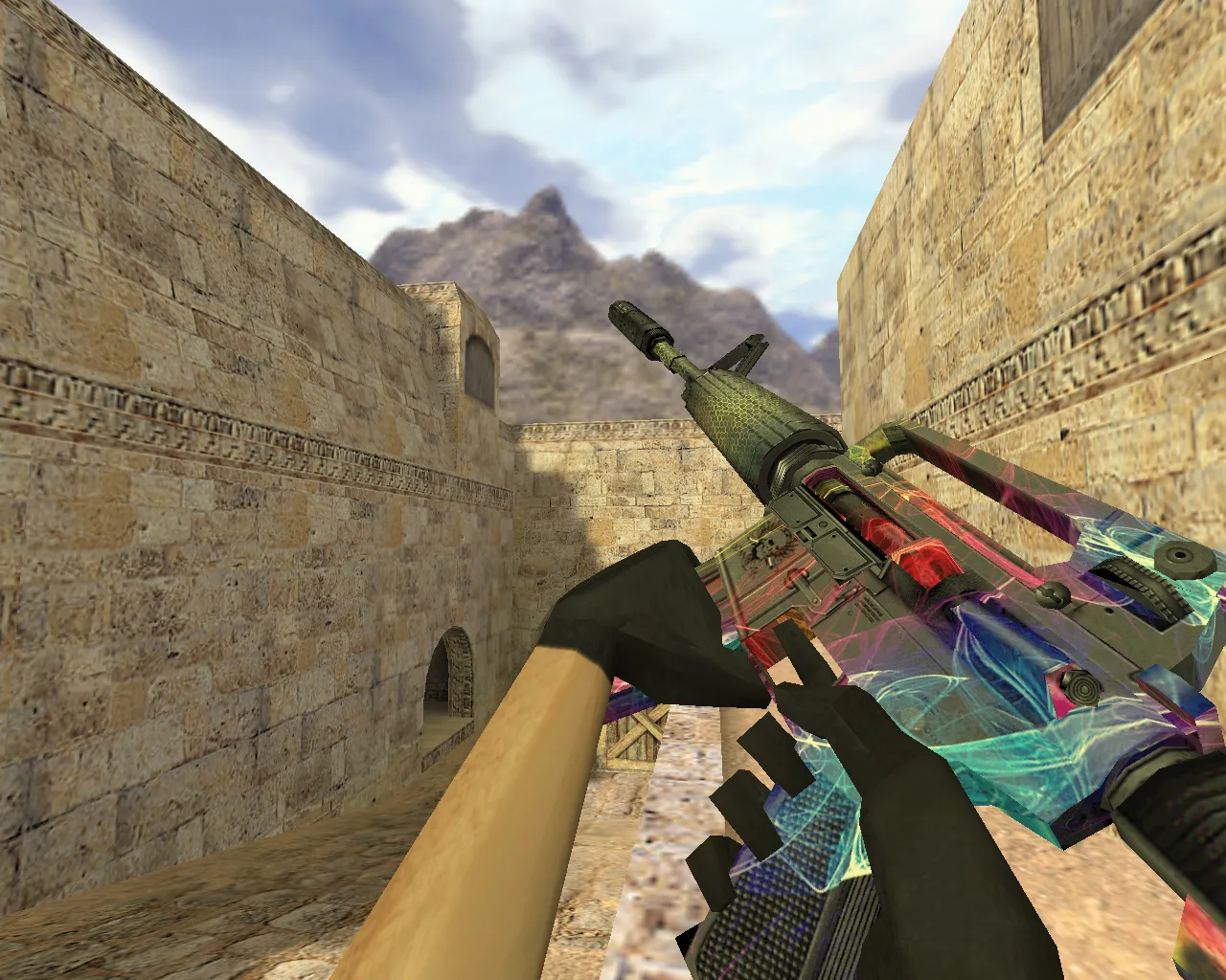 Скачать Модель M4A1 «Неоновый туман» v_ для CS 1.6: p_ w_ модели, звуки, анимация осмотра и текстуры - Скриншот