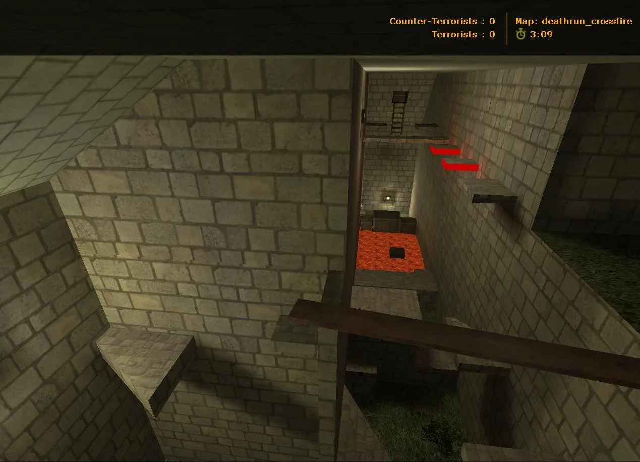 Скачать deathrun_crossfire для CS 1.6: карта deathrun, точки, рунки, нав для ботов и оптимизация - Скриншот