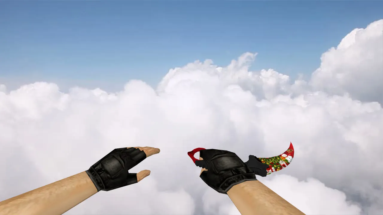 Скачать Модель ножа «Kerambit Xmas» для CS 1.6: v_, p_, w_, звук, анимация осмотра и текстуры - Скриншот