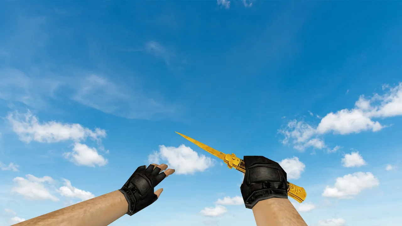 Скачать Модель ножа «Stiletto Fine Gold» v_knife_p v_knife_b p_knife w_knife для CS 1.6: звуки, осмотр, текстуры - Скриншот