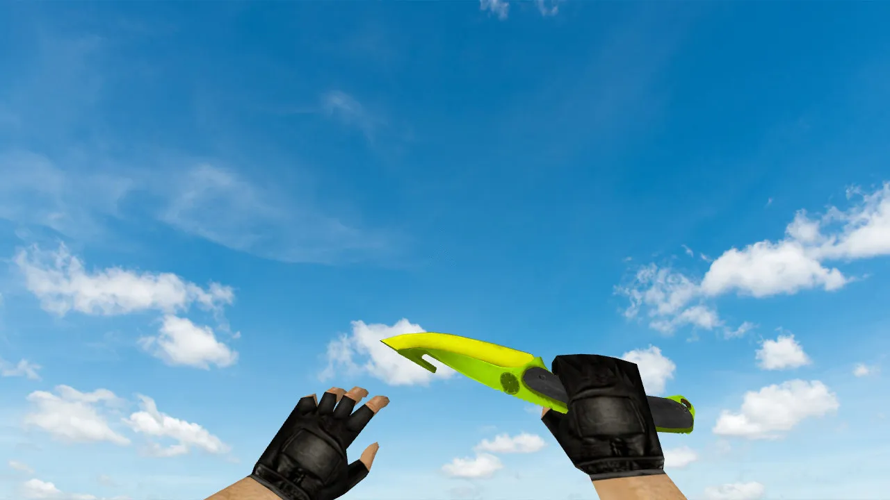 Скачать Модель «Gut Knife Hecklux Lime» v_ для CS 1.6: p_ и w_ файлы, звуки, анимация осмотра, текстуры - Скриншот