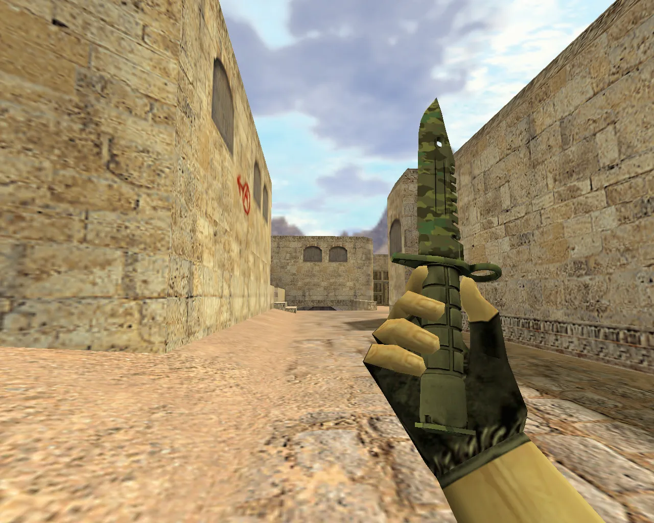 Скачать Модель ножа «Штык-нож М9 Северный лес» v_knife_m9 для CS 1.6: звуки, анимация осмотра и текстуры - Скриншот